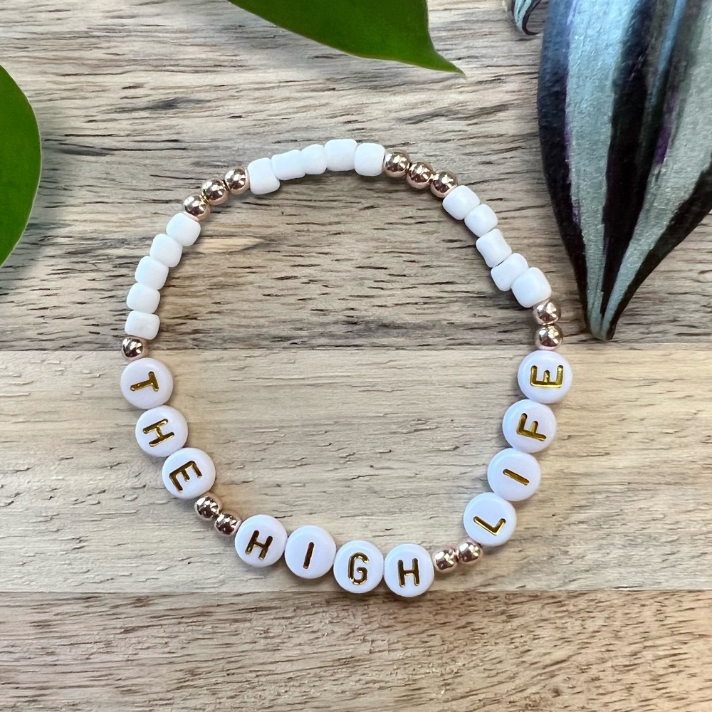 The High Life | Mac Miller Inspired Beaded Bracelet | White Seed Beads | Elastic